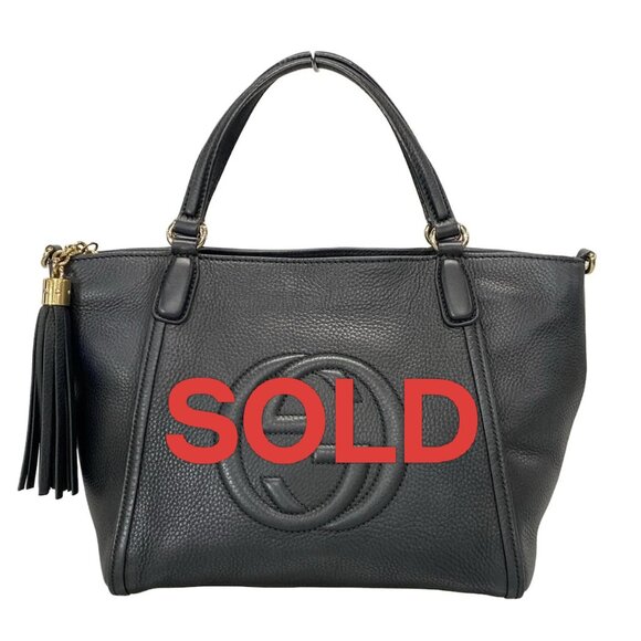 Gucci Handbags - GUCCI Soho Black Leather - Handbag 682-062825